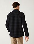 Cotton Blend Corduroy Borg Lined Check Shacket