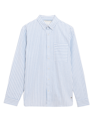 

Mens M&S Originals Union Pure Cotton Striped Oxford Shirt - Ivory Mix, Ivory Mix