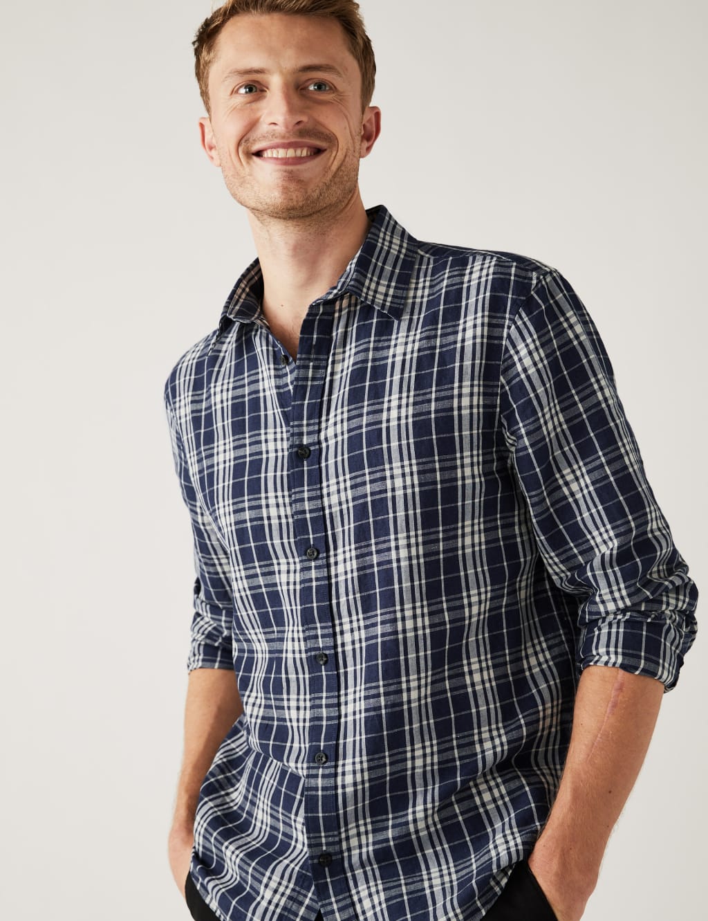 Linen Blend Check Shirt image 1