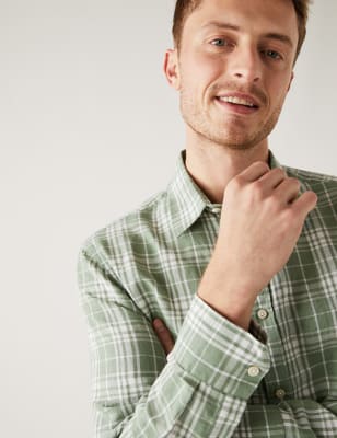 Linen Blend Check Shirt - GR