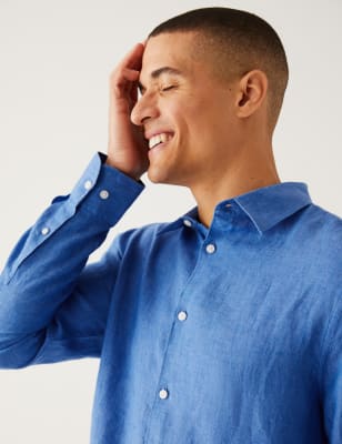 

Mens M&S Collection Leinen-Shirt - Cobalt, Cobalt