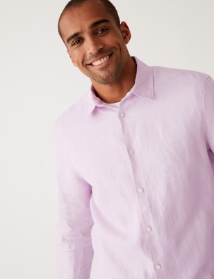 

Mens M&S Collection Leinen-Shirt - Lilac, Lilac