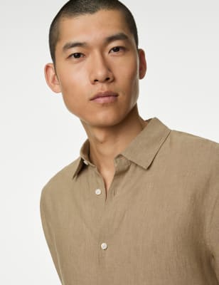 

M&S Collection Camisa 100% linoMens - Beige, Beige