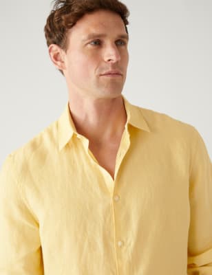 

Mens M&S Collection Leinen-Shirt - Yellow, Yellow