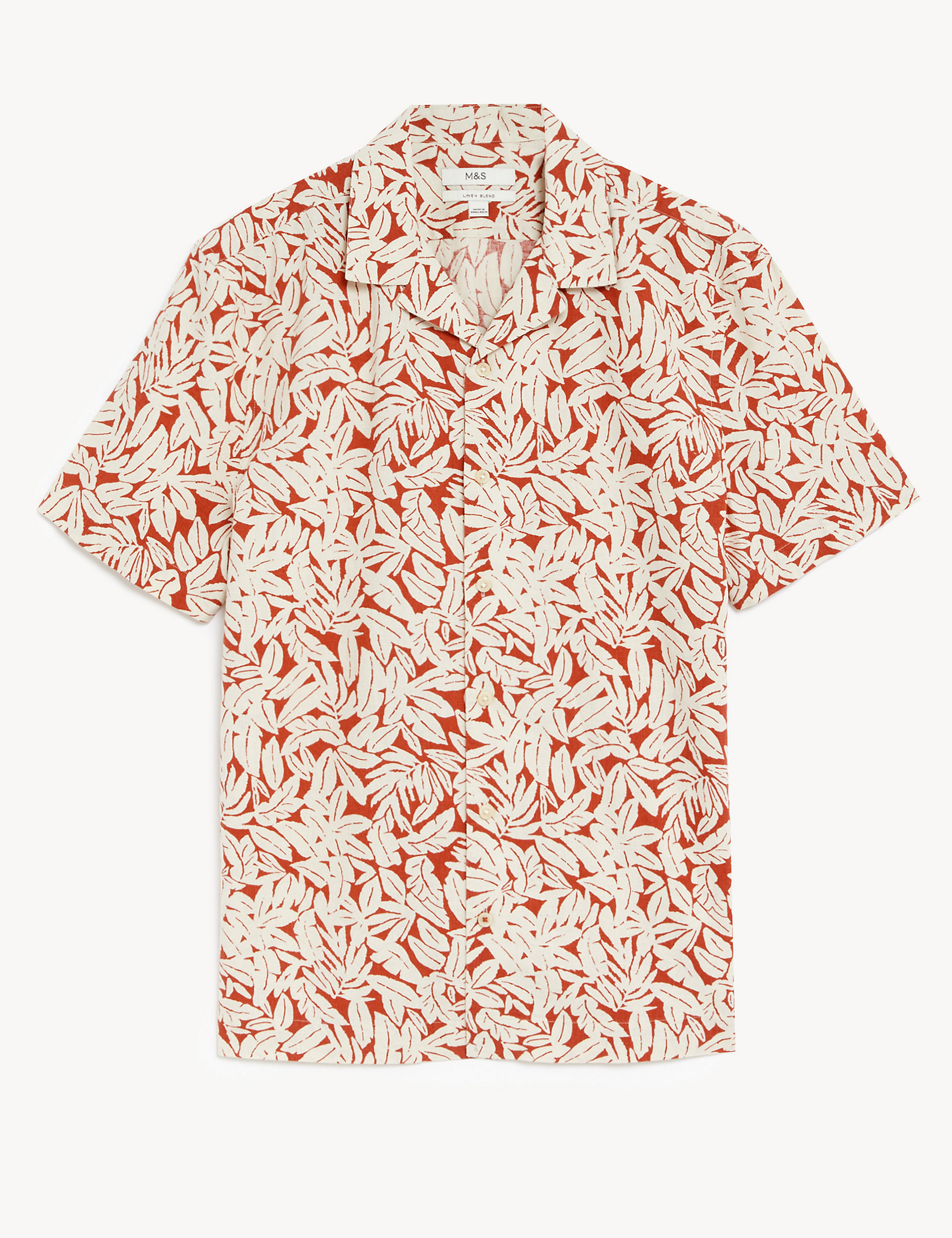 Linen Blend Leaf Print Shirt