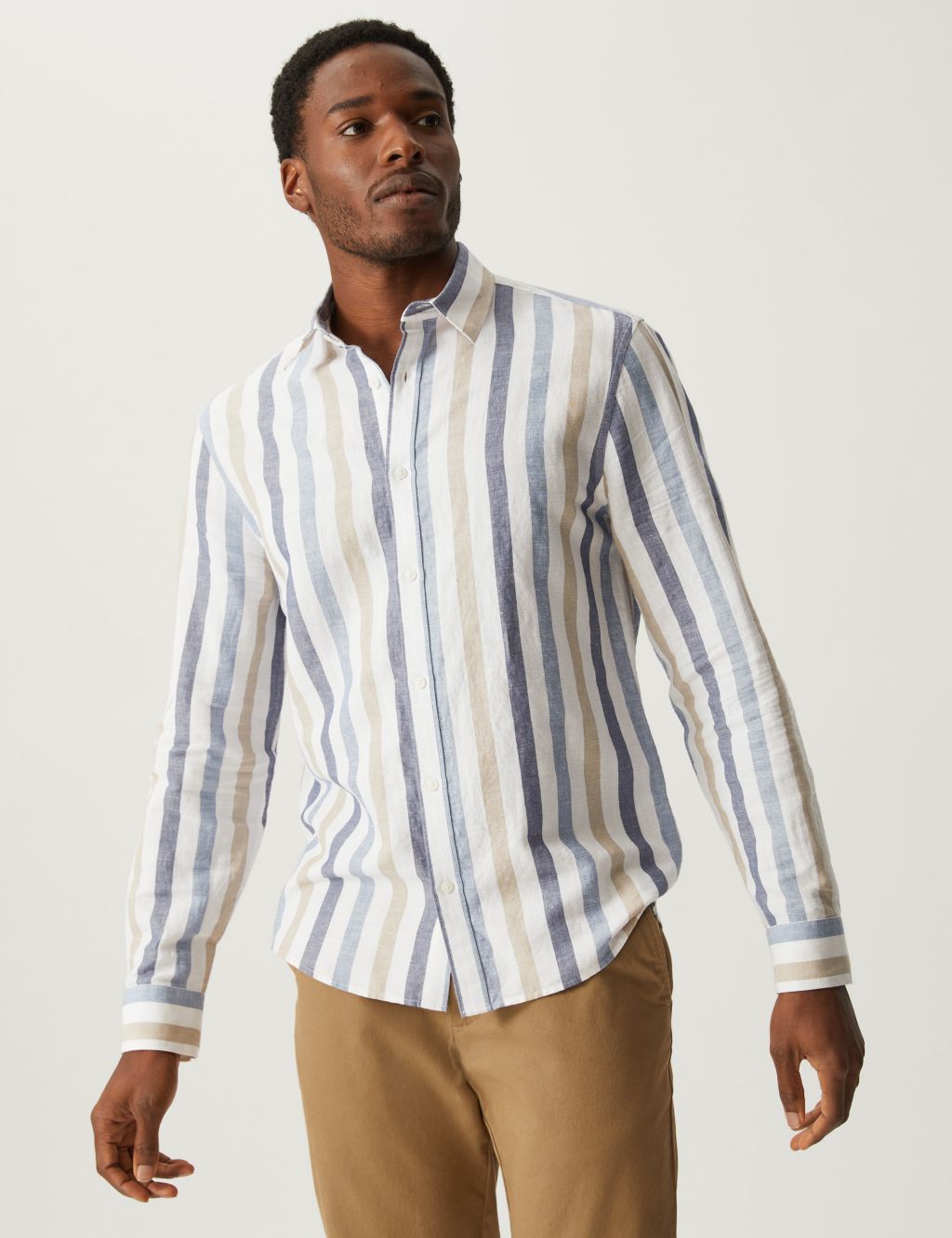 Linen Blend Striped Shirt image 3