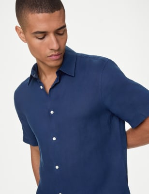 Pure Linen Shirt - Navy