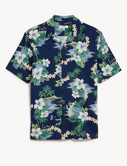 Pure Cotton Hawaiian Cuban Collar Shirt