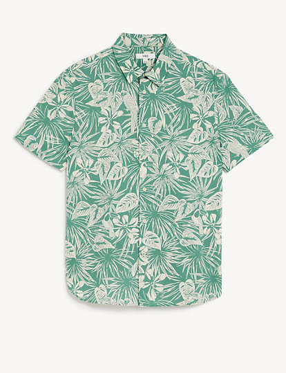 Pure Cotton Hawaiian Cuban Collar Shirt