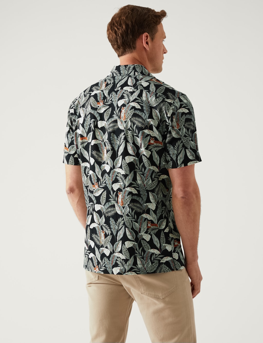 Linen Rich Leaf Print Shirt image 4
