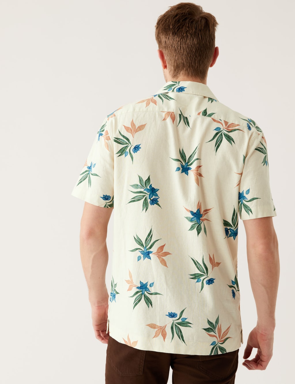 Linen Rich Floral Cuban Collar Shirt image 3