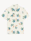 Linen Rich Floral Cuban Collar Shirt