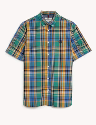 

Mens M&S Collection Pure Cotton Check Shirt - Blue Mix, Blue Mix