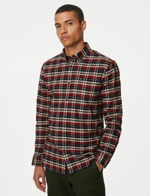 Easy Iron Pure Cotton Check Oxford Shirt | M&S AU