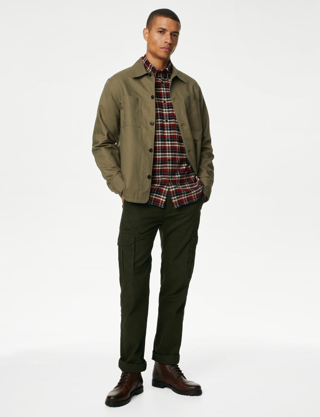 Easy Iron Pure Cotton Check Oxford Shirt image 3