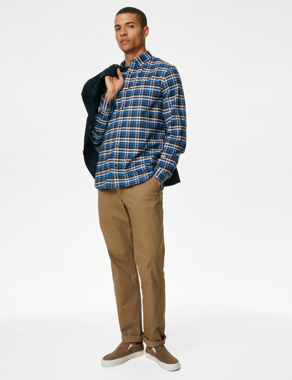 Easy Iron Pure Cotton Check Oxford Shirt image 4