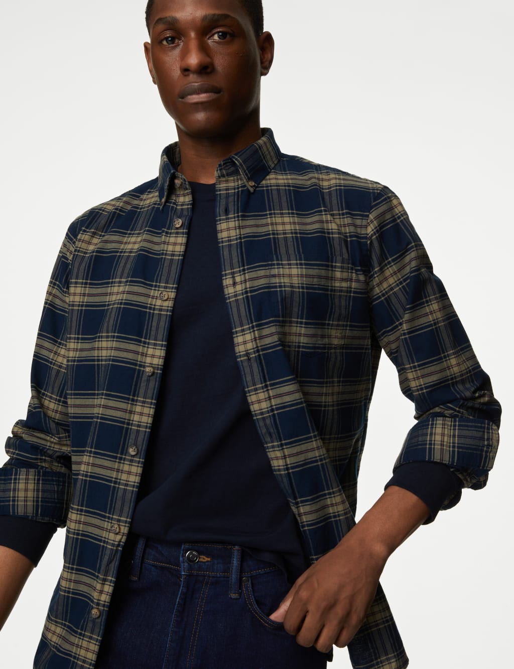 Easy Iron Pure Cotton Check Oxford Shirt image 4