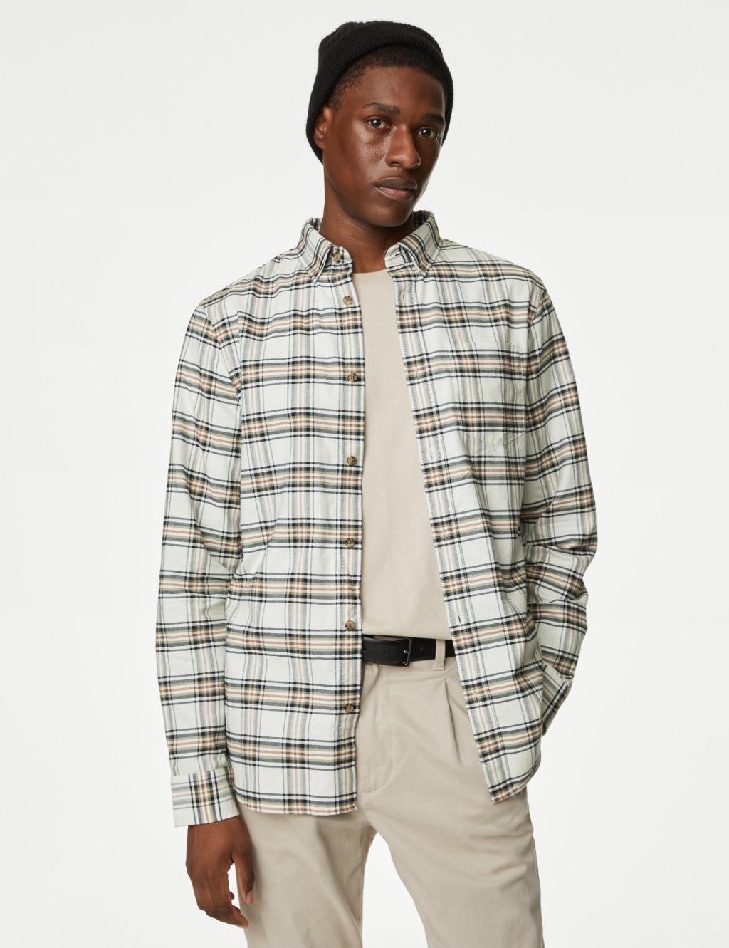 Easy Iron Pure Cotton Check Oxford Shirt image 4
