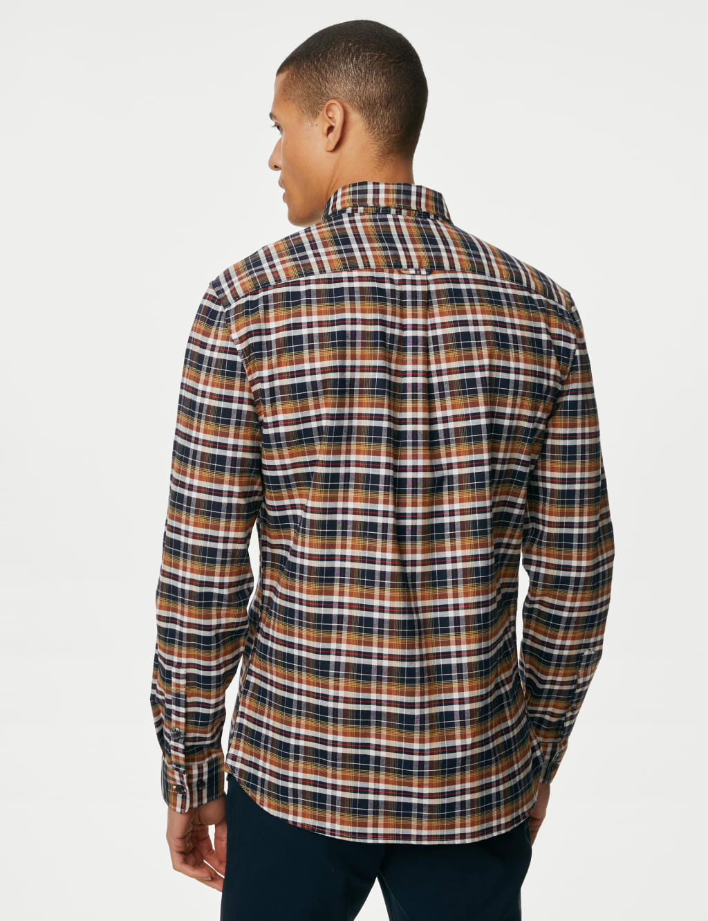 Easy Iron Pure Cotton Check Oxford Shirt image 5