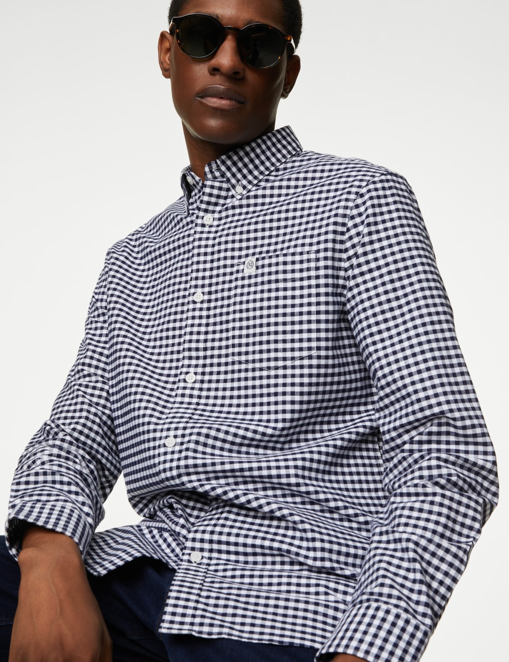 Twill Checks Check Black and White Full Sleeve Men Casual Cotton Shirt