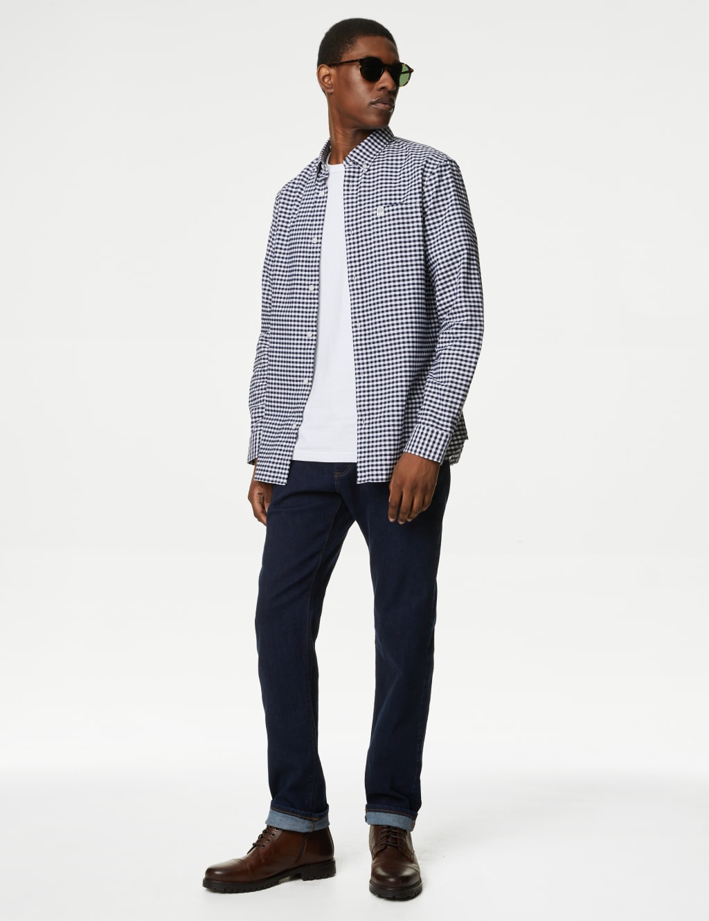 Easy Iron Pure Cotton Check Oxford Shirt image 4