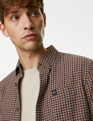 

Mens M&S Collection Pure Cotton Flannel Shirt - Burnt Orange, Burnt Orange