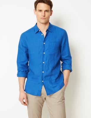 Pure Linen Shirt - Cobalt Blue