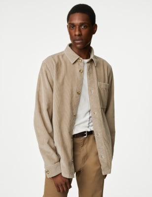 

Mens M&S Collection Pure Cotton Corduroy Overshirt - Stone, Stone