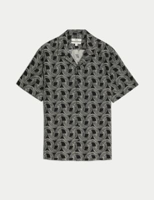 

Mens M&S Collection Bügelleichtes Hemd aus Leinenmischgewebe mit Hawaii-Muster - Black, Black