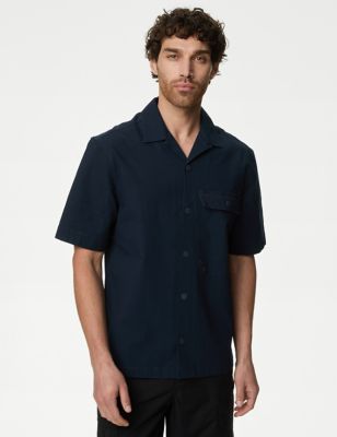 

Mens M&S Collection Cotton Rich Cuban Collar Shirt - Dark Navy, Dark Navy