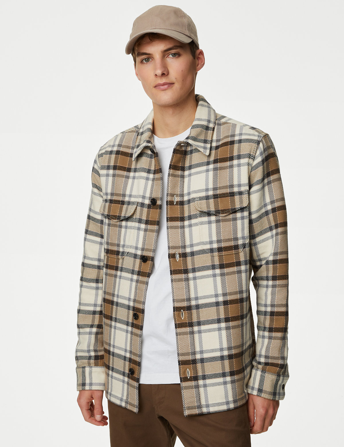 Cotton Rich Check Double Faced Overshirt
