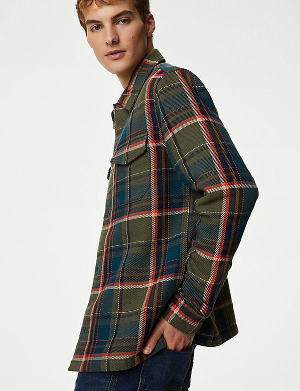 Cotton Rich Check Double Faced Overshirt - NL