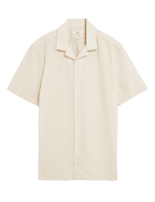 

M&S Collection Camisa de sirsaca 100% algodónMens - White, White