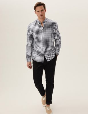 

Mens M&S Collection Pure Cotton Gingham Check Shirt - Navy Mix, Navy Mix