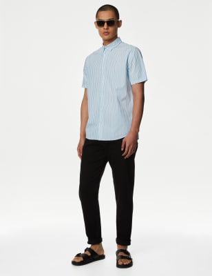

Mens M&S Collection Pure Cotton Striped Shirt - Blue Mix, Blue Mix