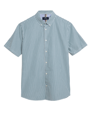 

M&S Collection Camisa de rayas 100% algodónMens - Dark Green, Dark Green