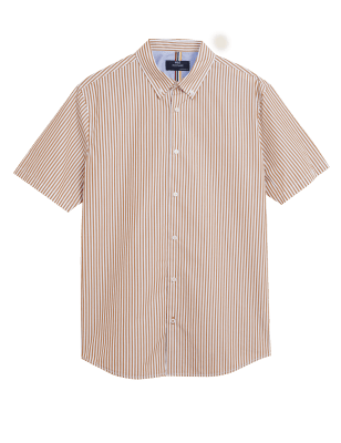 

M&S Collection Camisa de rayas 100% algodónMens - Dark Gold, Dark Gold