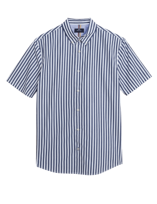

M&S Collection Camisa de rayas 100% algodónMens - Dark Navy, Dark Navy