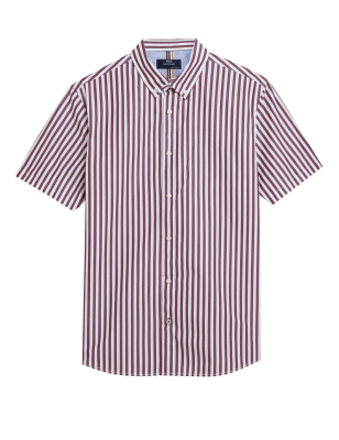 

M&S Collection Camisa de rayas 100% algodónMens - Berry Red, Berry Red