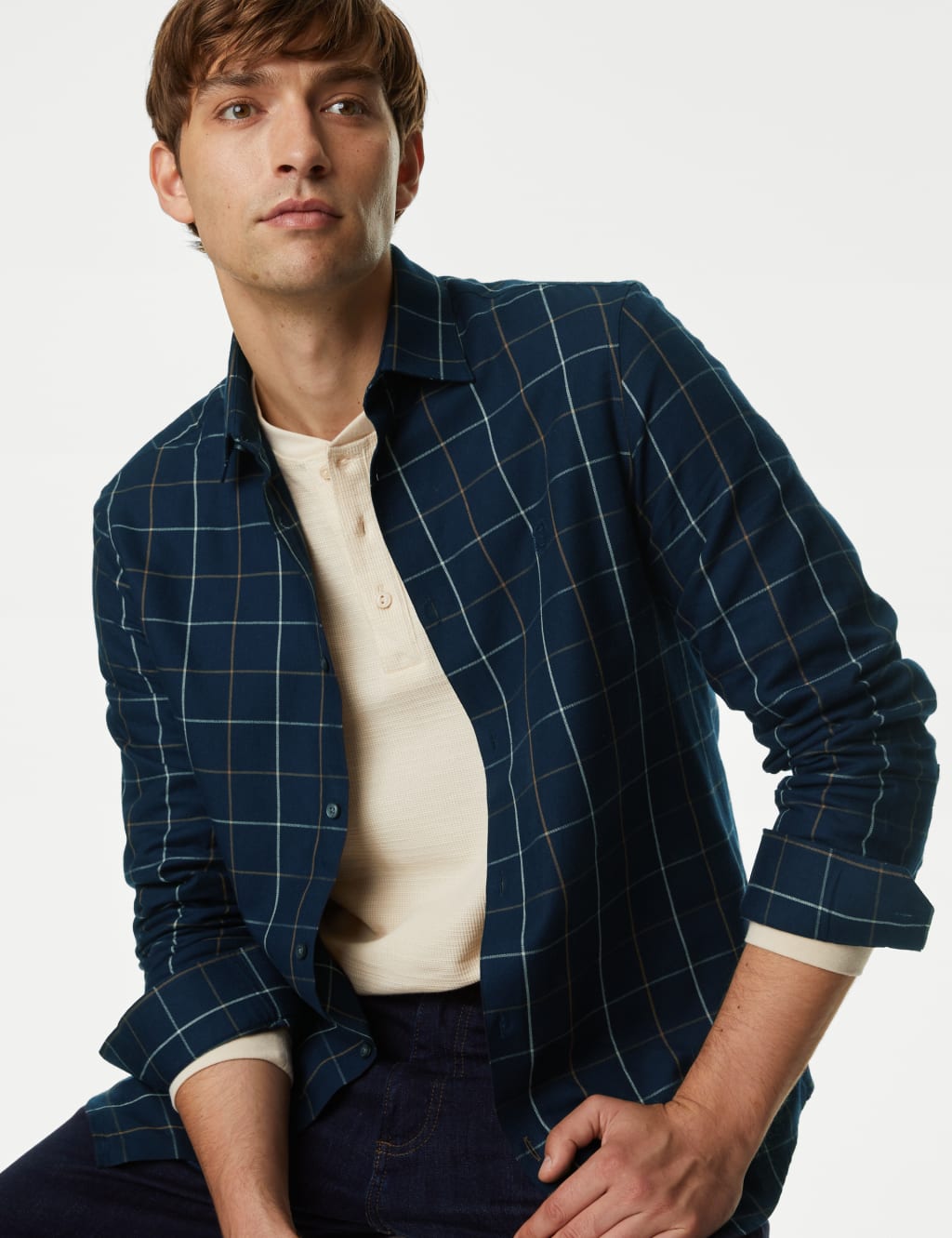Cotton Blend Brushed Flannel Shirt image 1