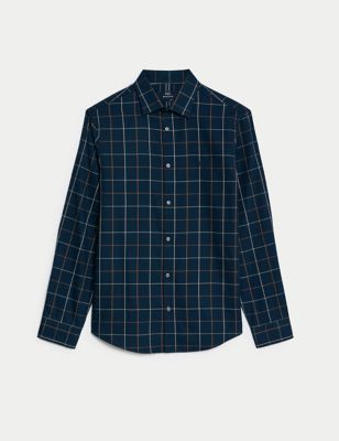 Cotton Blend Brushed Flannel Shirt