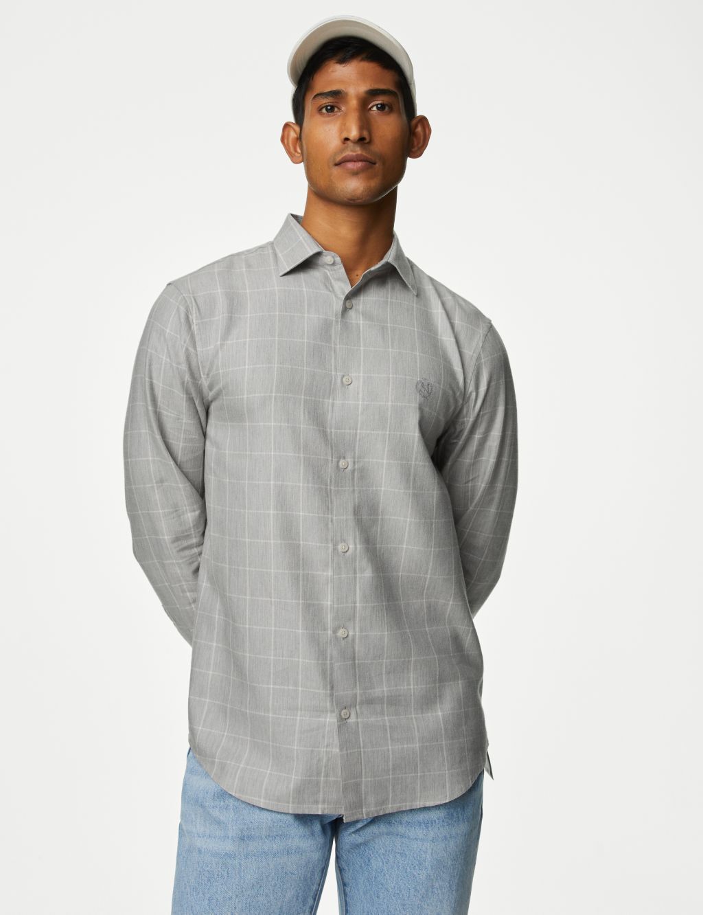 Cotton Blend Brushed Flannel Shirt