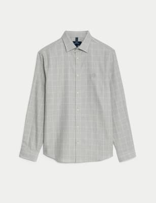 Cotton Blend Brushed Flannel Shirt