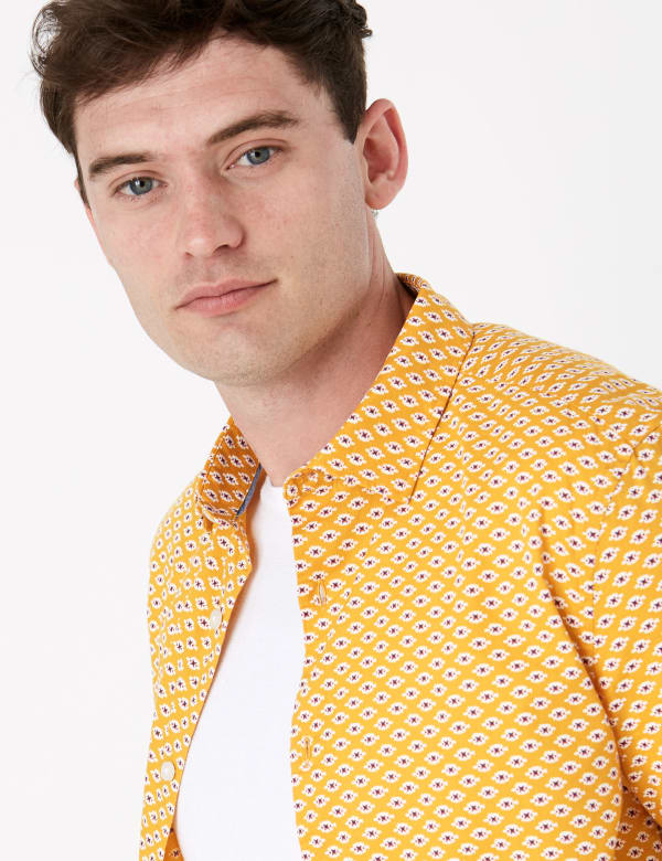 Pure Cotton Geometric Print Shirt