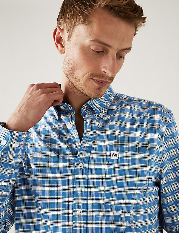 Pure Cotton Gingham Check Oxford Shirt - JO