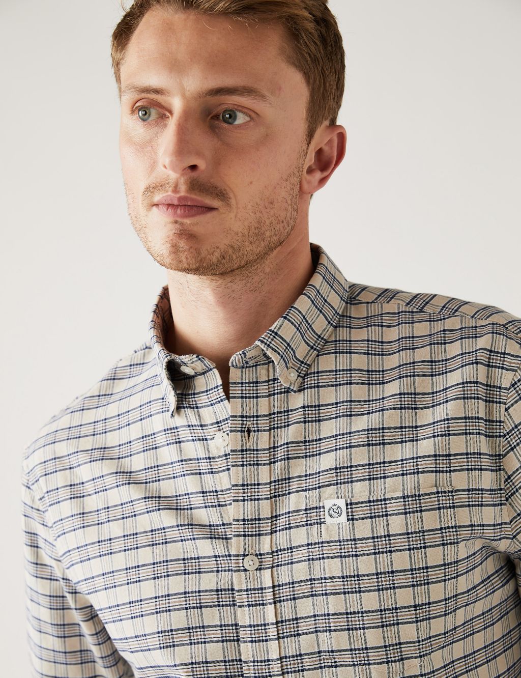 Pure Cotton Gingham Check Oxford Shirt image 1