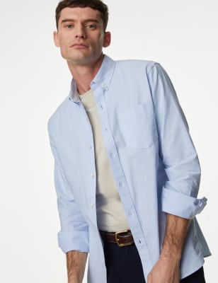 

Mens M&S Collection Oxford-Hemd mit hohem Baumwollanteil - Chambray, Chambray