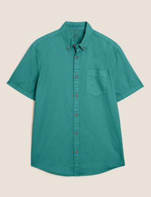 M&S Mens Pure Cotton Garment Dyed Oxford Shirt