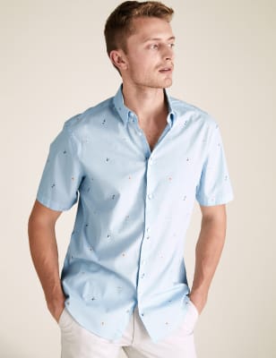  Chemise 100 % coton imprimé cocktail - Blue Mix