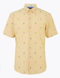 Pure Cotton Palm Tree Short Sleeve Shirt